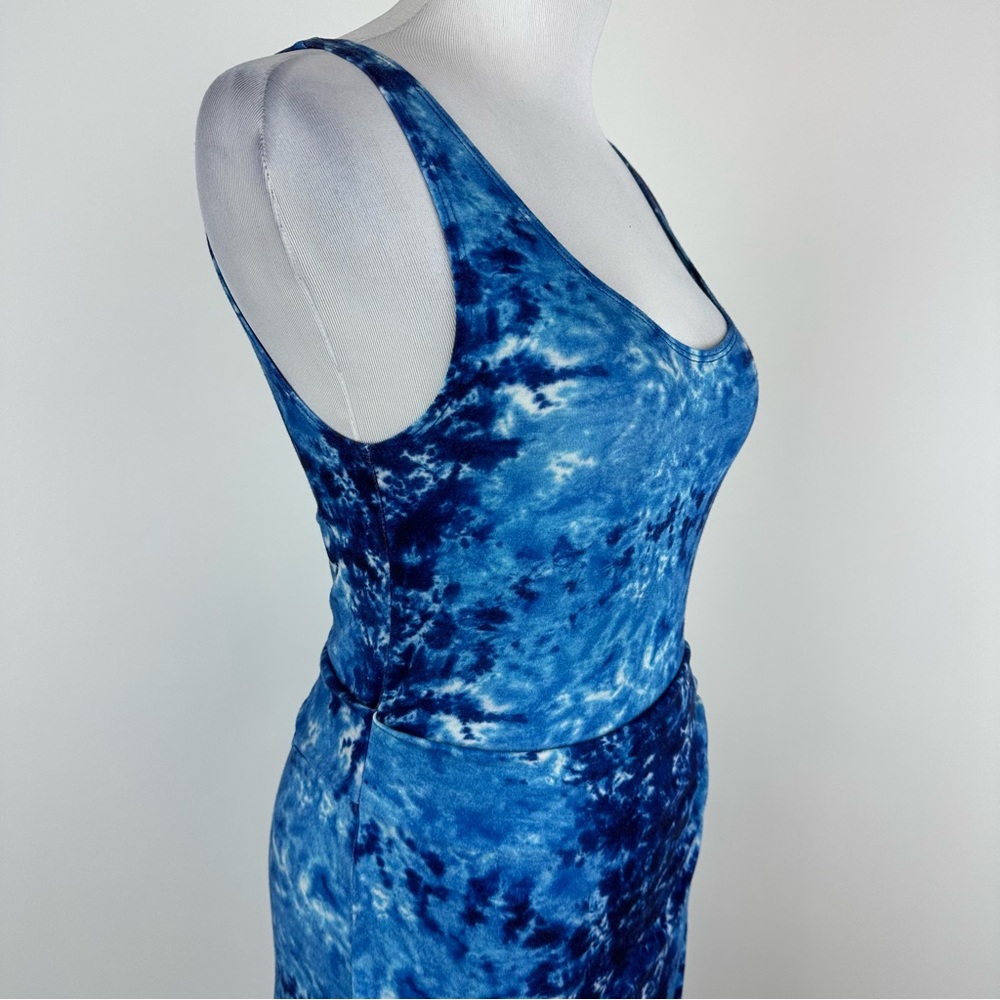 Reformation Jeans Blue Watercolor Kaila Wrap Tank Midi Dress Size Small - Picture 5 of 13